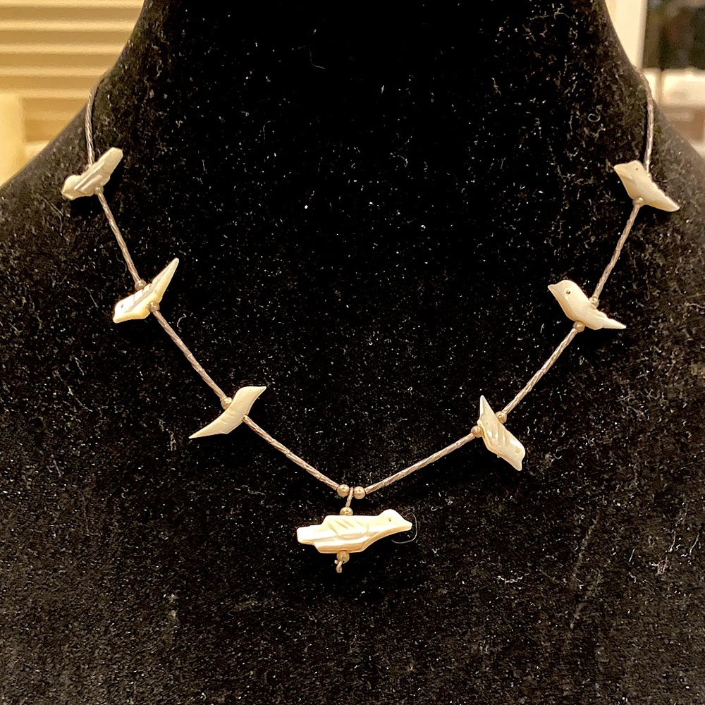 Tribal Bird Fetish Necklace Liquid Silver Chain